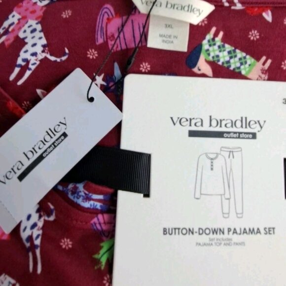 Vera Bradley Button Down Pajama Set Red Holiday Hounds 3XL - Picture 10 of 10